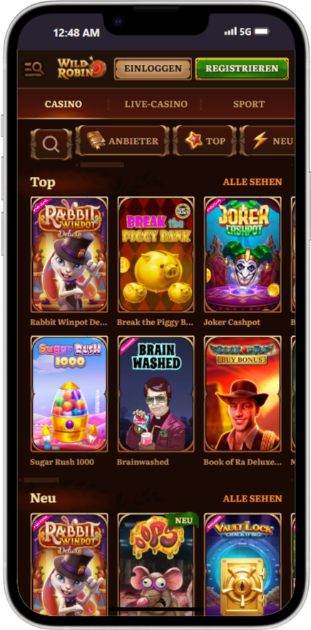Mobile Spiele bei Wild Robin Casino DE