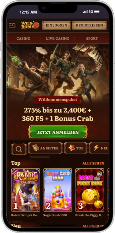 Mobile Version und App Wild Robin Casino Deutschland