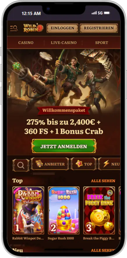 Mobile Version und App Wild Robin Casino Deutschland