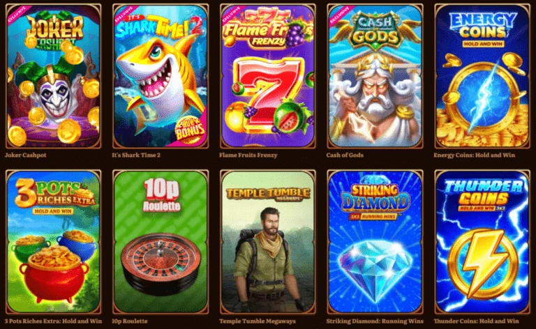 Spielauswahl im Wild Robin Casino Deutschland